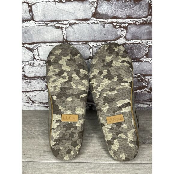 L.L. Bean Ash Gray Suede Fur Lined Mountain Moccasin Winter Slippers Men Sz 11M - Picture 6 of 16